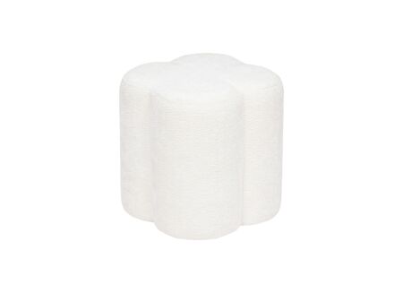 Poef Lavon Bloem 35x35x38cm - stof - wit