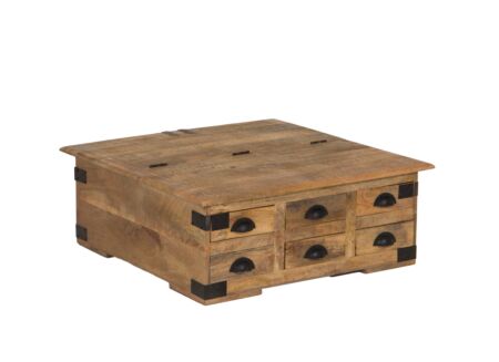 Salontafel Nueva hout massief vierkant met opbergruimte