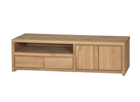Tv-meubel Amarillo 160cm - eik massief & fineer & decor - naturel