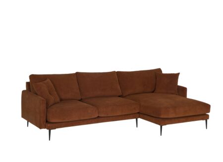 Hoeksalon Indigo 278x155cm - ribfluweel - bruin