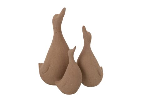 Deco Eend 17,5x12x32,5cm - porselein - beige set van 3