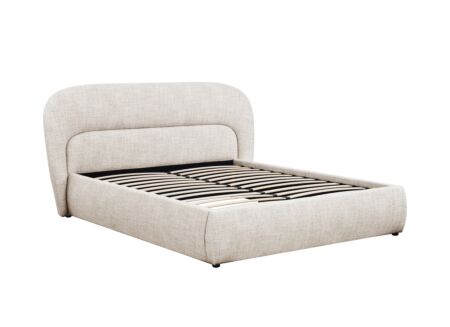 Gestoffeerd bed Nausicaa 160x200cm - stof - beige met opbergruimte