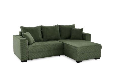 Hoeksalon Elmau 235x169cm - stof - groen met bedfunctie en opbergruimte