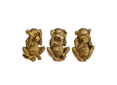 Beeldje Aap Horen Zien Zwijgen  H17,7cm set van 3