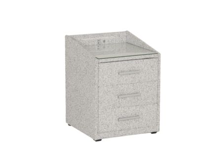 Nachtkastje Moon 48x47x62cm - stof & glas - grijs