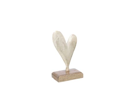 Deco Hart op voet H14cm - hout massief & aluminium - goud