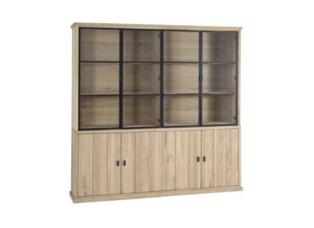 Vitrinekast Grimaldi 230cm - eik massief - naturel