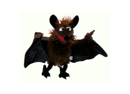 Handpop Gaston de vleermuis H58cm - polyester - bruin