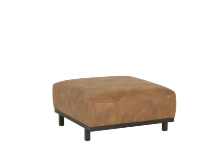 Voetenbank 90x90cm - stof - cognac