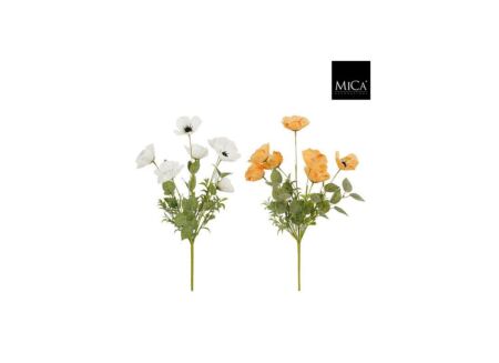 Kunstbloem Klaproos H53cm - polyester - wit/perzik