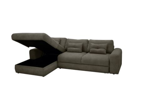 Hoeksalon Siracusa 310x185cm - stof - groen met bedfunctie en opbergruimte