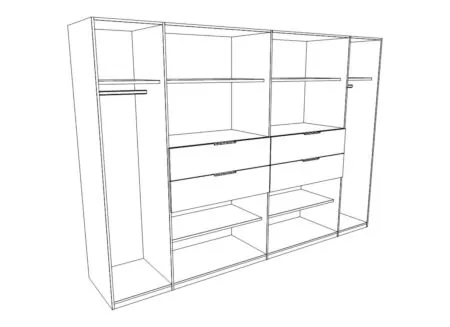 Kleerkast Denver 270cm - decor - wit/carbon eik