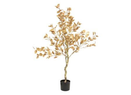 Kerstdecoratie Kuntstplant Eucalyptus in pot H120cm - kunststof & cement - goud