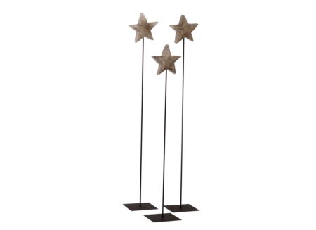 Deco Ster Teak op voet H135cm - hout massief & metaal - grijs & zwart