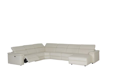 Hoeksalon Play 394x315cm - leder - wit met relax
