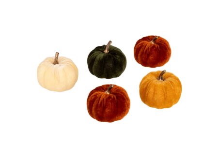 Herfstdecoratie Pompoenen Ø7cm - kunststof - multicolor set van 5