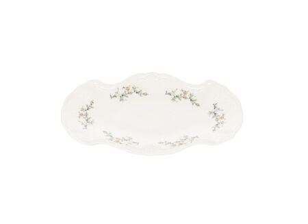 Schaal Brown Flower Retro 39x25cm - porselein - wit