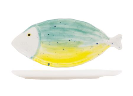 Dessertbord Coral 43x19,7cm - porselein - geel/groen