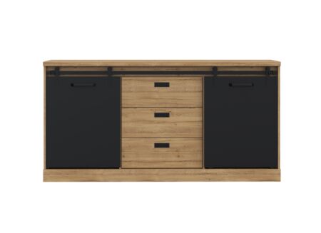 Dressoir Kaszimiro 173cm - meubelplaat - waterford eik/zwart