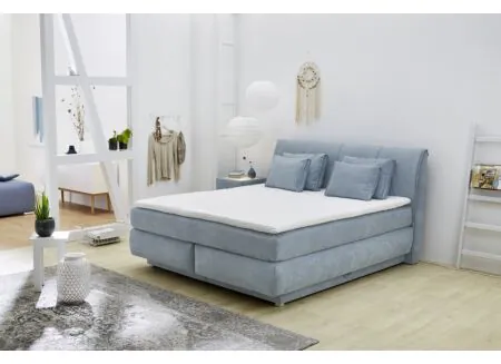 Sfeerfoto - Boxspring Carla Mix 180x200cm - stof - micro lichtblauw met opbergruimte