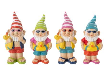 Figuur Dwerg Eend & Boei 6x5x15cm - polyresin - multicolor