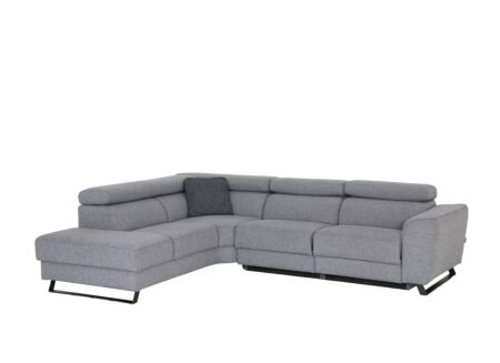Hoeksalon Milton 238x302cm - stof - grijs met 2 elektrische relaxen