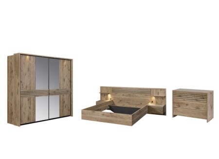 Slaapkamer Tanya II met bed 160x200cm - kleerkast 286cm - commode 111cm