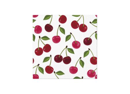 Serviette Cherries pattern 33x33cm - papier - multicolor - 20 stuks