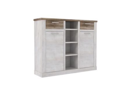 Kast Duro 160x41x128cm - meubelplaat - pine white/antique oak
