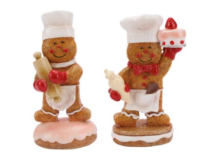 Kerstdecoratie Sneeuwman 8x5x14cm - polyresin - bruin