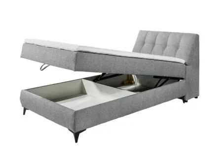 Disposition - Lit box Atlantis 120x200cm - tissu - gris avec rangement