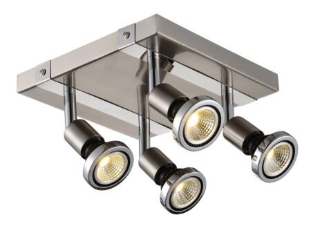 LED spot met 4 spots 5W GU10 chroom
