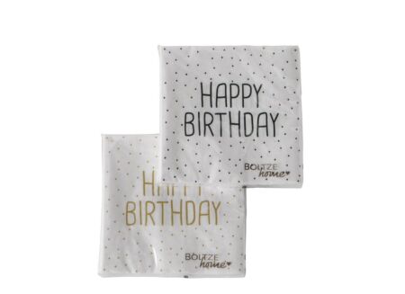 Serviette Birthday 17x17cm wit 20 stuks