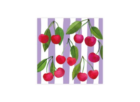 Serviette Cherry & Stripes 33x33cm - papier - multicolor - 20 stuks