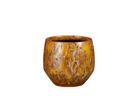 Bloempot Harris Ø16,5x14cm - keramiek - donkergeel
