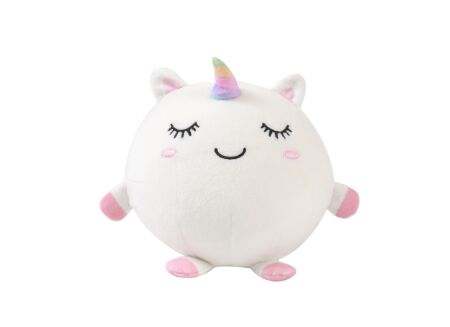 Kussen Squishy Unicorn Ø13cm - stof - wit