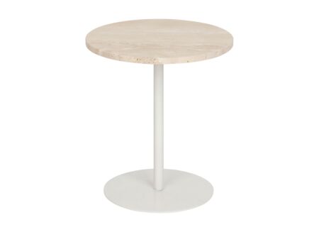Bijzettafel Celen Ø40xH45cm - travertijn/staal - wit/beige