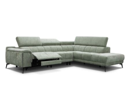 Hoeksalon Amira 291cmx228cm - stof - lichtgroen met relax