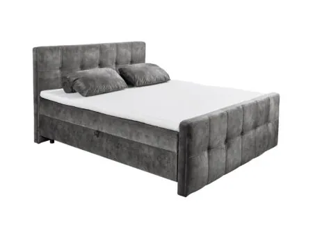 Overzichtsfoto - Bedbox Valetta 160x200cm - stof - antraciet met opbergruimte