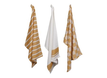 Keukenhanddoek Stoff 70x50cm - katoen - amber set van 3