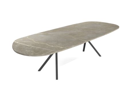 Tafel Onyx  220/300x120cm - HPL - marmor lugano & antraciet