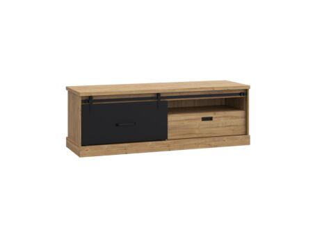 Tv-meubel Kaszimiro 163cm - meubelplaat - waterford eik/zwart