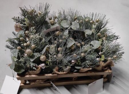 Kerstdecoratie Takbessen in pot H16cm - kunststof - multicolor