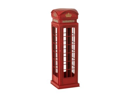 Telefooncel Antiek 38,5x11,5x11,5cm - metaal - rood