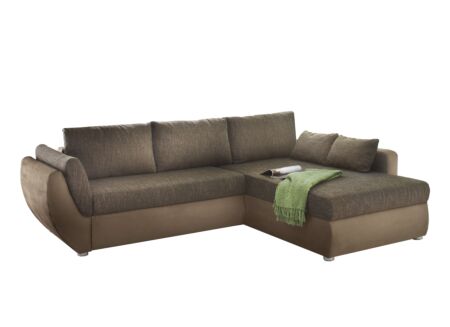 Hoeksalon Taifun 272x200cm - stof - bruin met bedfunctie