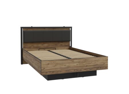 Bed Hayato 140x200cm - decor - bruin & zwart met opbergruimte