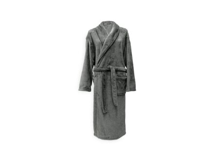 Badjas L flanel dark grey