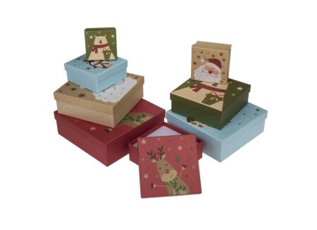 Giftbox Christmas Friends - karton - multicolor set van 8