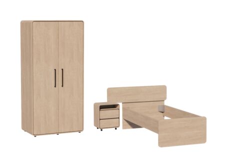 Kinderkamer met bed 90x200cm - kleerkast 155cm en 1 nachtkastje