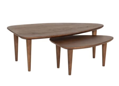 Salontafel Caroll 110x64/69x49cm - mango massief - bruin set van 2